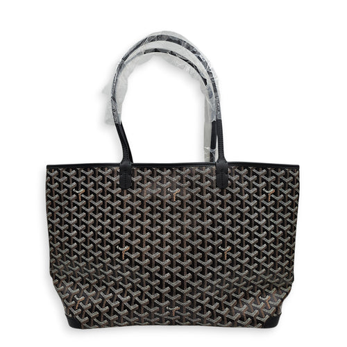 Sac Artois MM Black Shoulder Bag in Canvas, Silver hardware