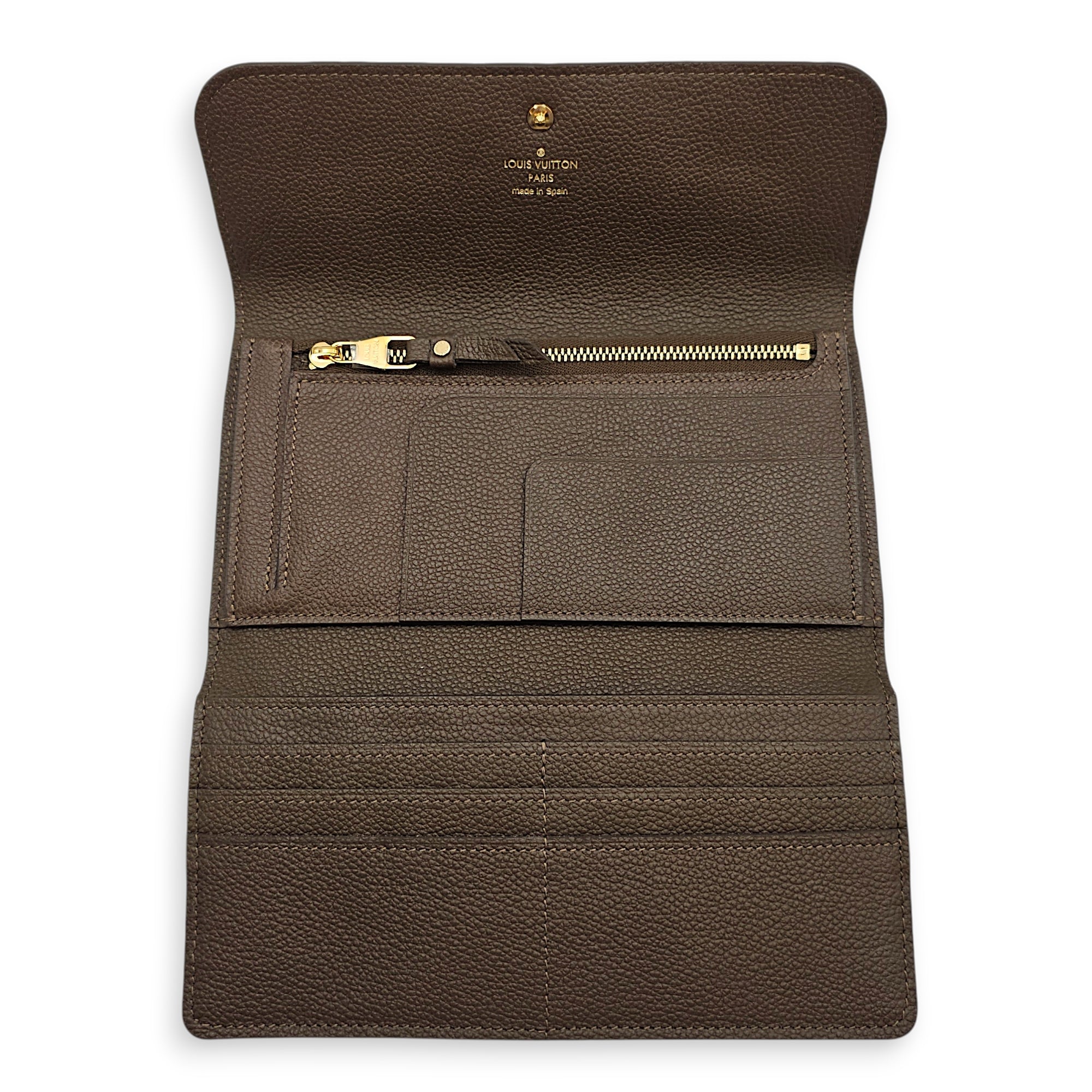 Monogram Empreinte Tri-fold Brown Wallet in Empriente Leather, Gold hardware