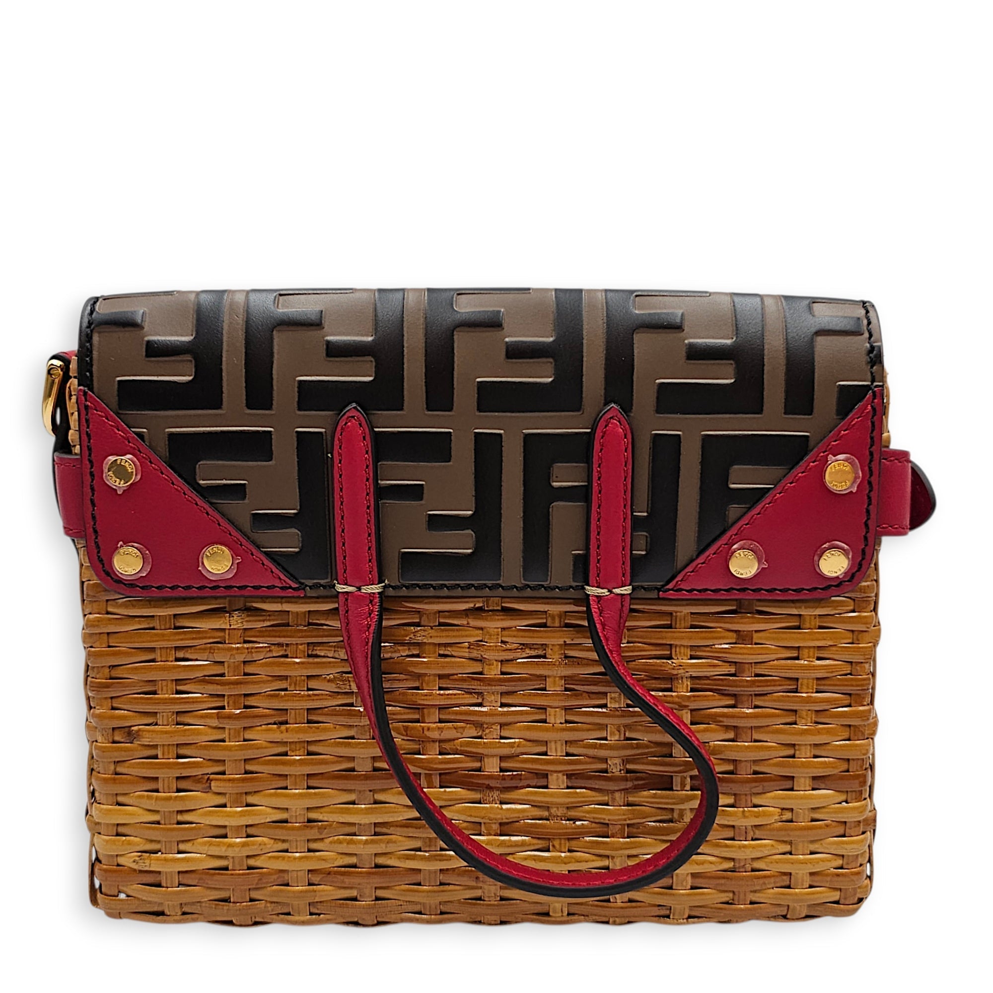 Flip In Zucca Embossed Leather and Wicker  Mini Multi-color Crossbody Bag Gold hardware CL2512-18035 2