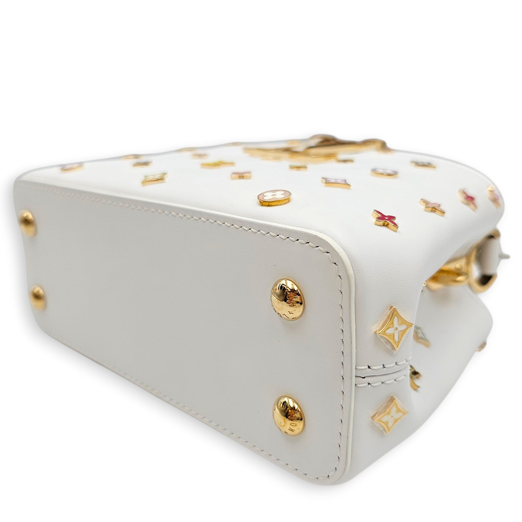 LV X TM Capucines  Mini White Shoulder Bag in Calfskin Gold hardware
