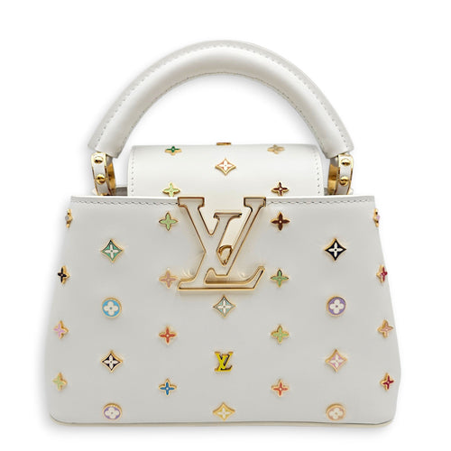 LV X TM Capucines  Mini White Shoulder Bag in Calfskin Gold hardware