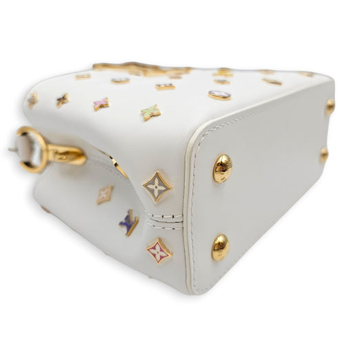 LV X TM Capucines  Mini White Shoulder Bag in Calfskin Gold hardware