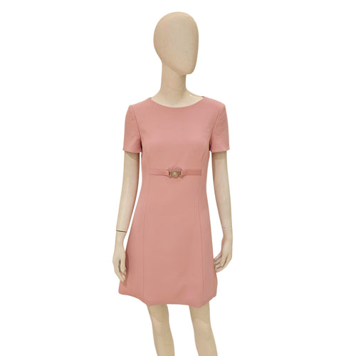 Medusa Short Sleeved Dress 40 Pink Ready-To-Wear in Viscose, Silver hardware