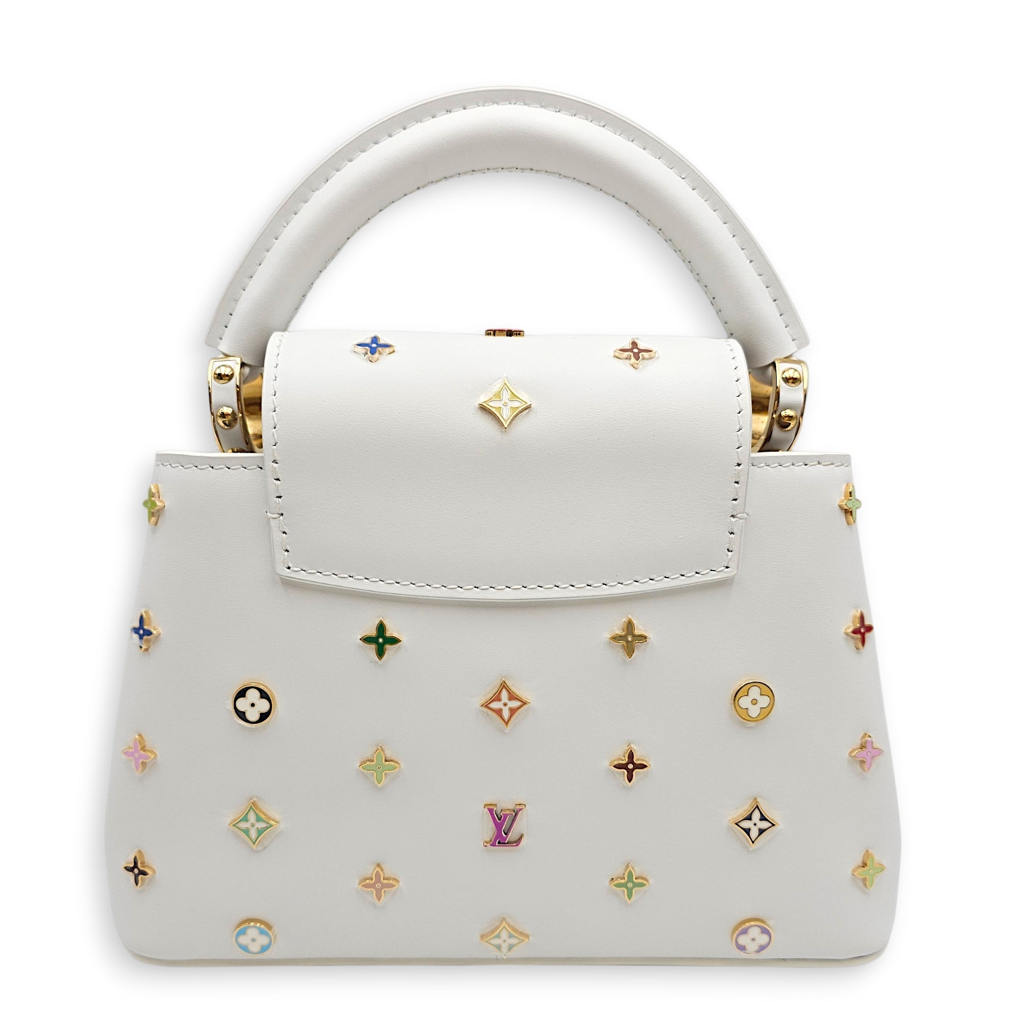 LV X TM Capucines  Mini White Shoulder Bag in Calfskin Gold hardware