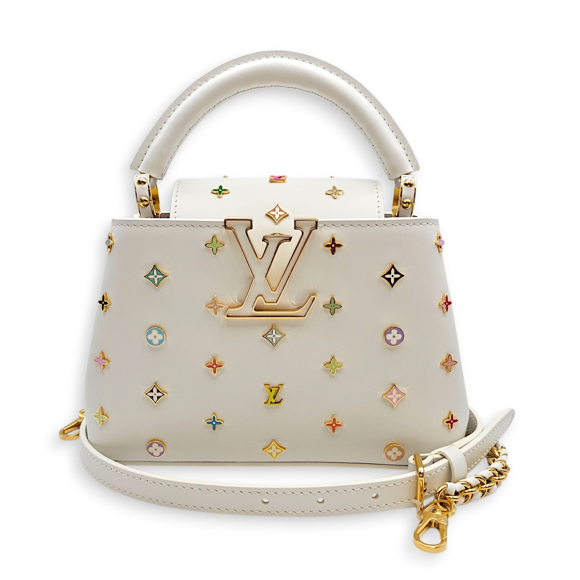 LV X TM Capucines  Mini White Shoulder Bag in Calfskin Gold hardware CL2512-18041 9