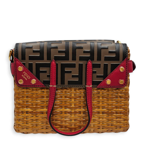 Flip In Zucca Embossed Leather and Wicker  Mini Multi-color Crossbody Bag Gold hardware CL2512-18035 1