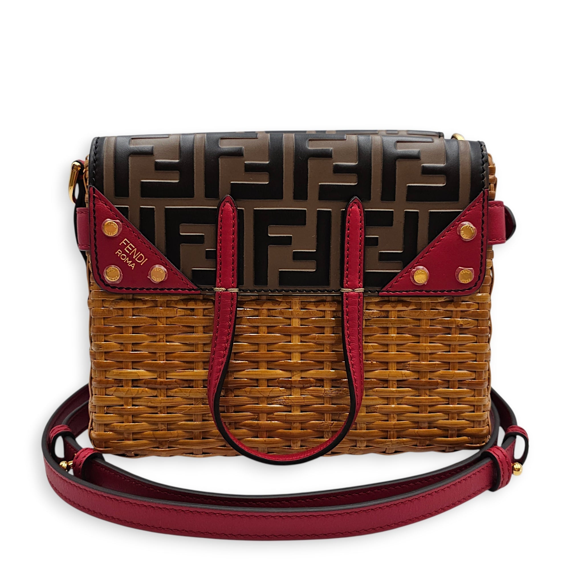 Flip In Zucca Embossed Leather and Wicker  Mini Multi-color Crossbody Bag Gold hardware CL2512-18035 8