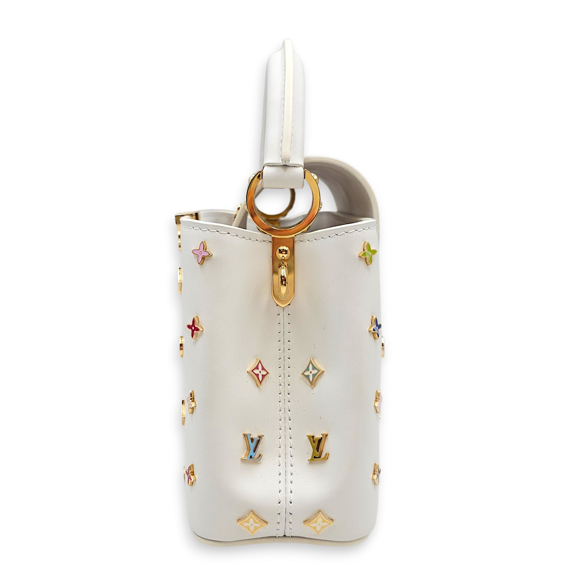 LV X TM Capucines  Mini White Shoulder Bag in Calfskin Gold hardware