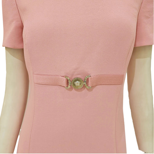 Medusa Short Sleeved Dress 40 Pink Ready-To-Wear in Viscose, Silver hardware