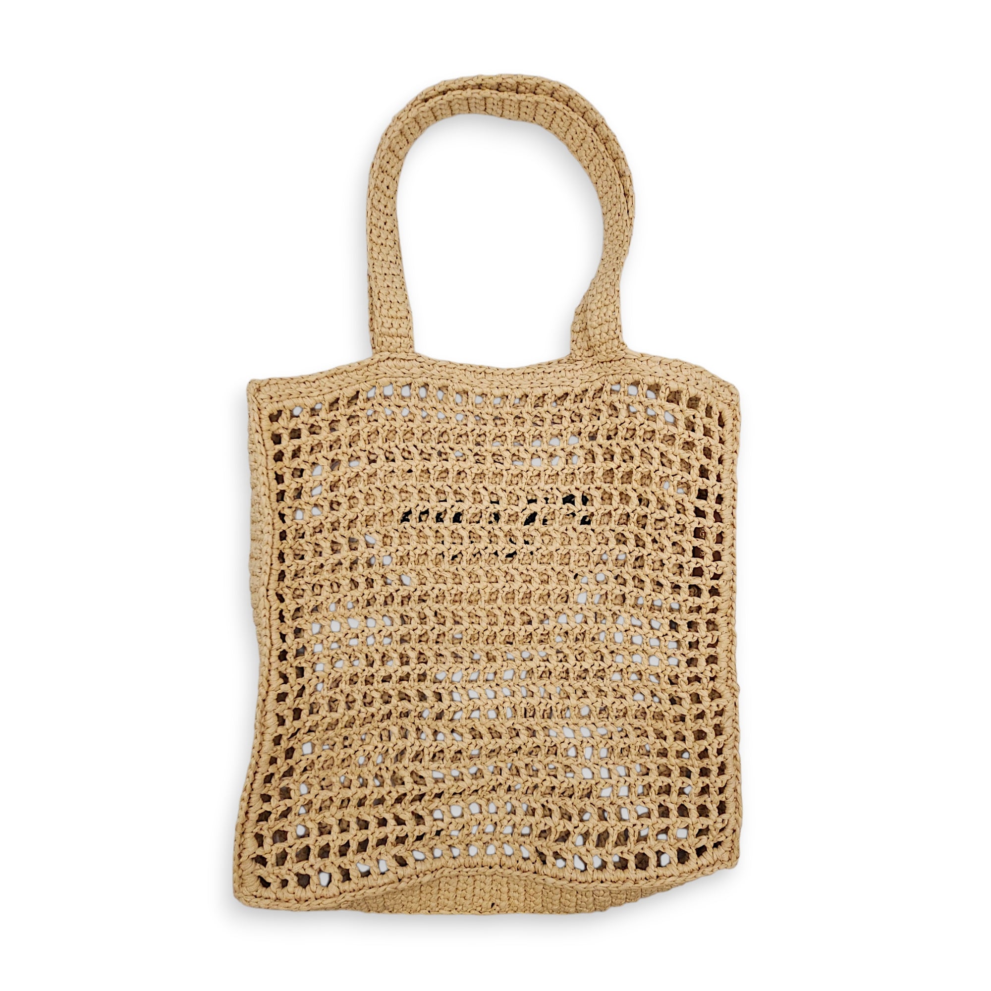 Crochet Beige Tote Bag in Raffia