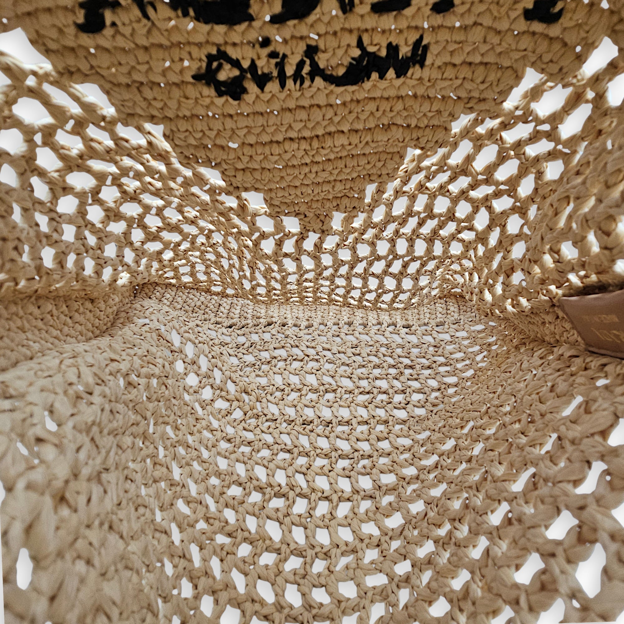 Crochet Beige Tote Bag in Raffia