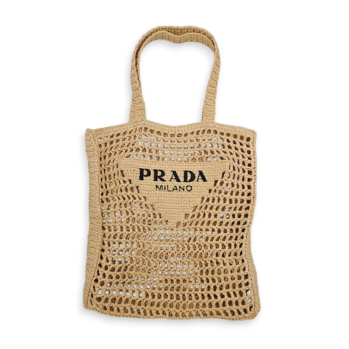 Crochet Beige Tote Bag in Raffia
