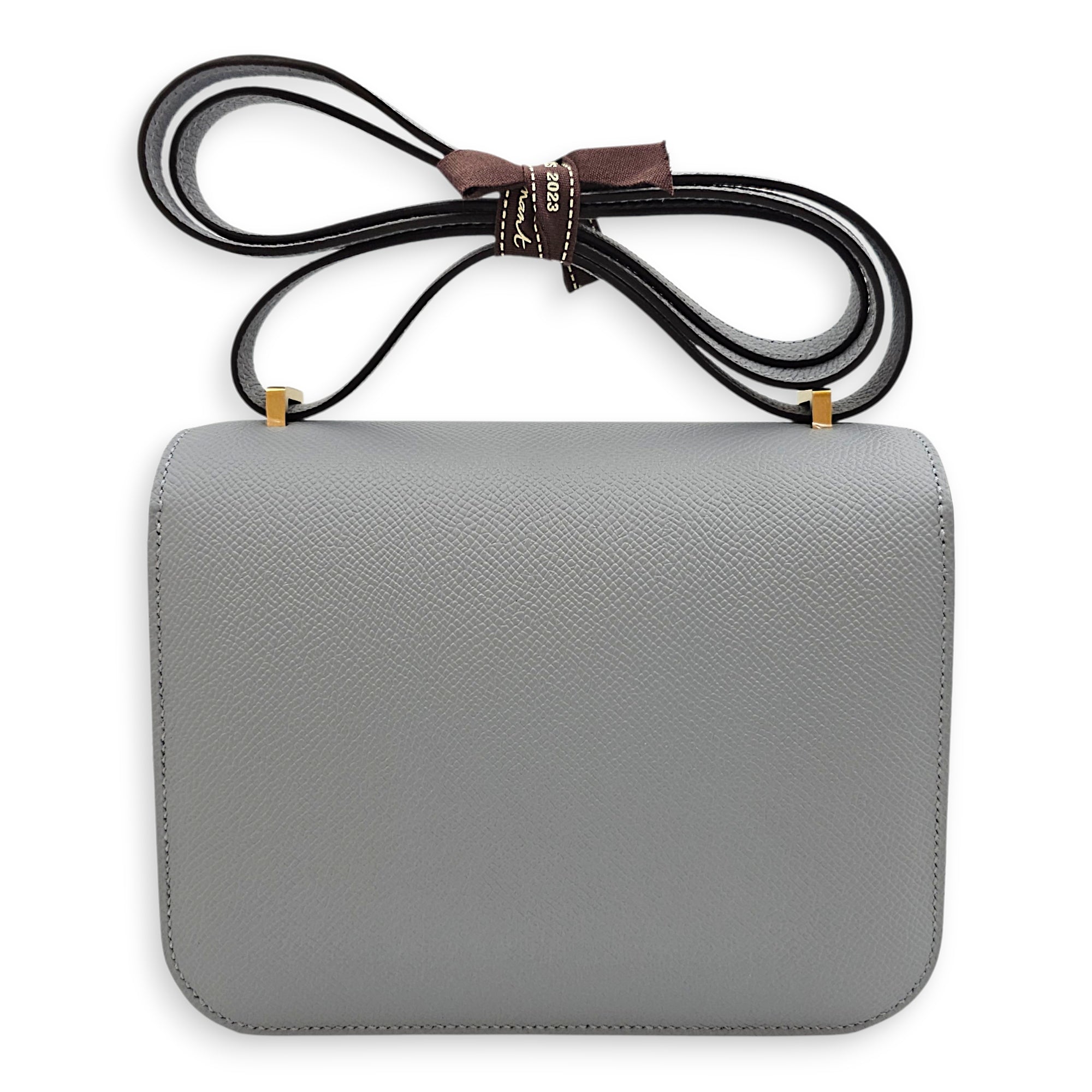 Constance Mirror 18 Gris Pantin in Epsom, Brushed Gold hardware