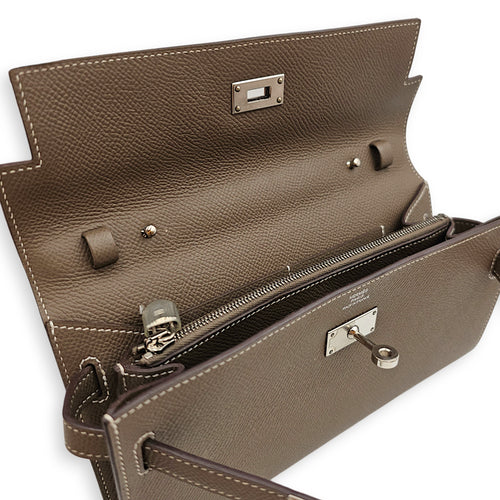 Kelly To Go Etoupe Crossbody Bag in Epsom, Palladium hardware