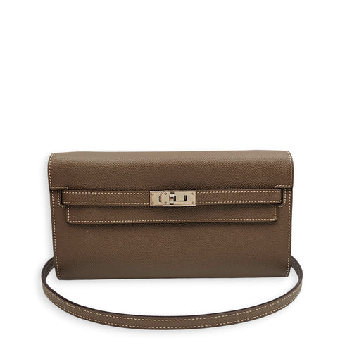 Kelly To Go Etoupe Crossbody Bag in Epsom, Palladium hardware