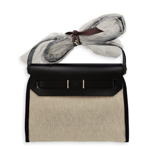 Herbag 20 Ecru-Amande Noir  in Vache Hunter/Toile Palladium hardware CL2512-18057 2