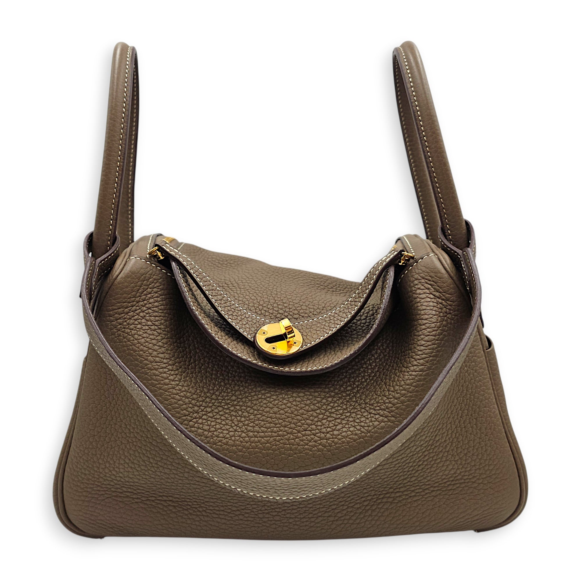 Lindy 26 Etoupe in Clemence, Gold hardware