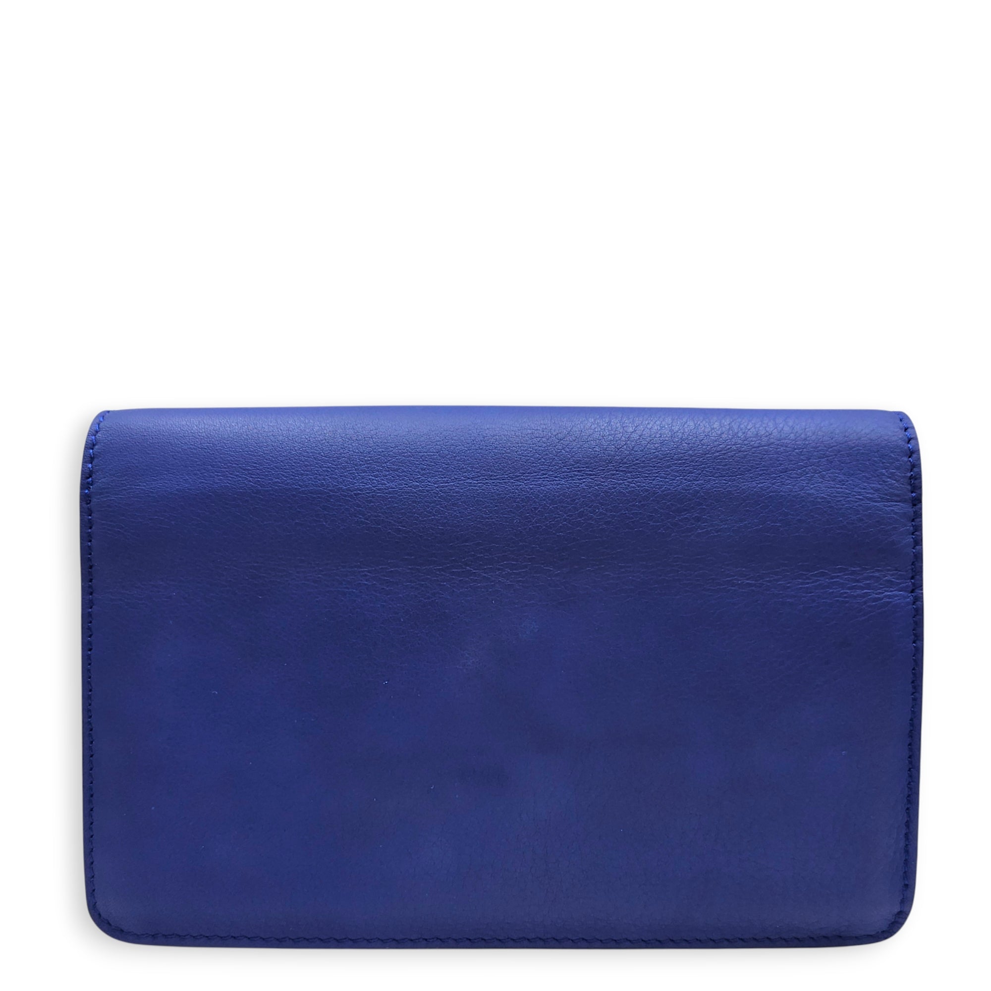 Vitello Tube Wallet on Chain Blue Crossbody Bag in Nappa Leather, Gold hardware