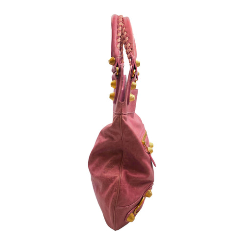 Motorcross 21 Slim Hobo Giant  Pink Shoulder Bag in Distressed Leather Gold hardware CL2512-18020 3