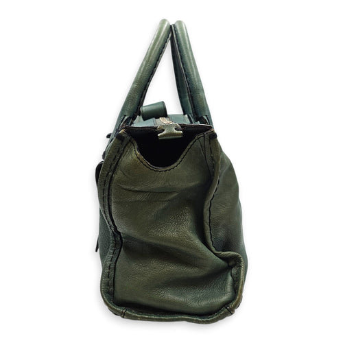 Edith Satchel  Medium Green Top Handle Bag in Calfskin Silver hardware CL2512-18019 4