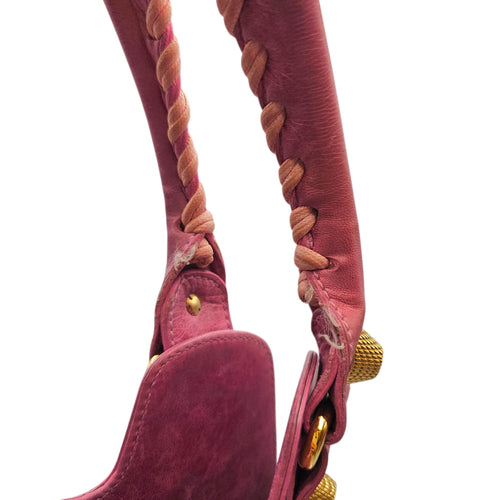 Motorcross 21 Slim Hobo Giant  Pink Shoulder Bag in Distressed Leather Gold hardware CL2512-18020 10