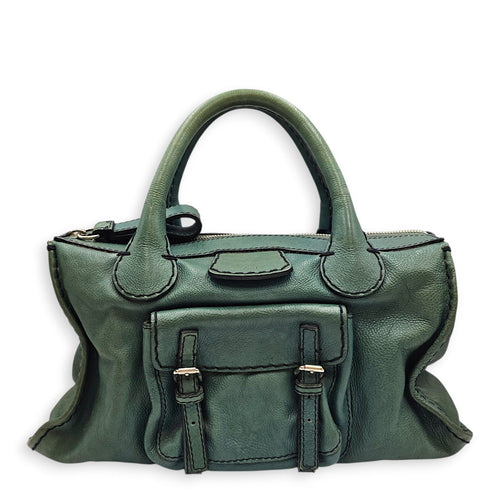Edith Satchel  Medium Green Top Handle Bag in Calfskin Silver hardware CL2512-18019 1
