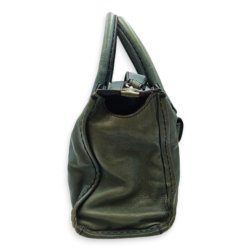 Edith Satchel  Medium Green Top Handle Bag in Calfskin Silver hardware CL2512-18019 3
