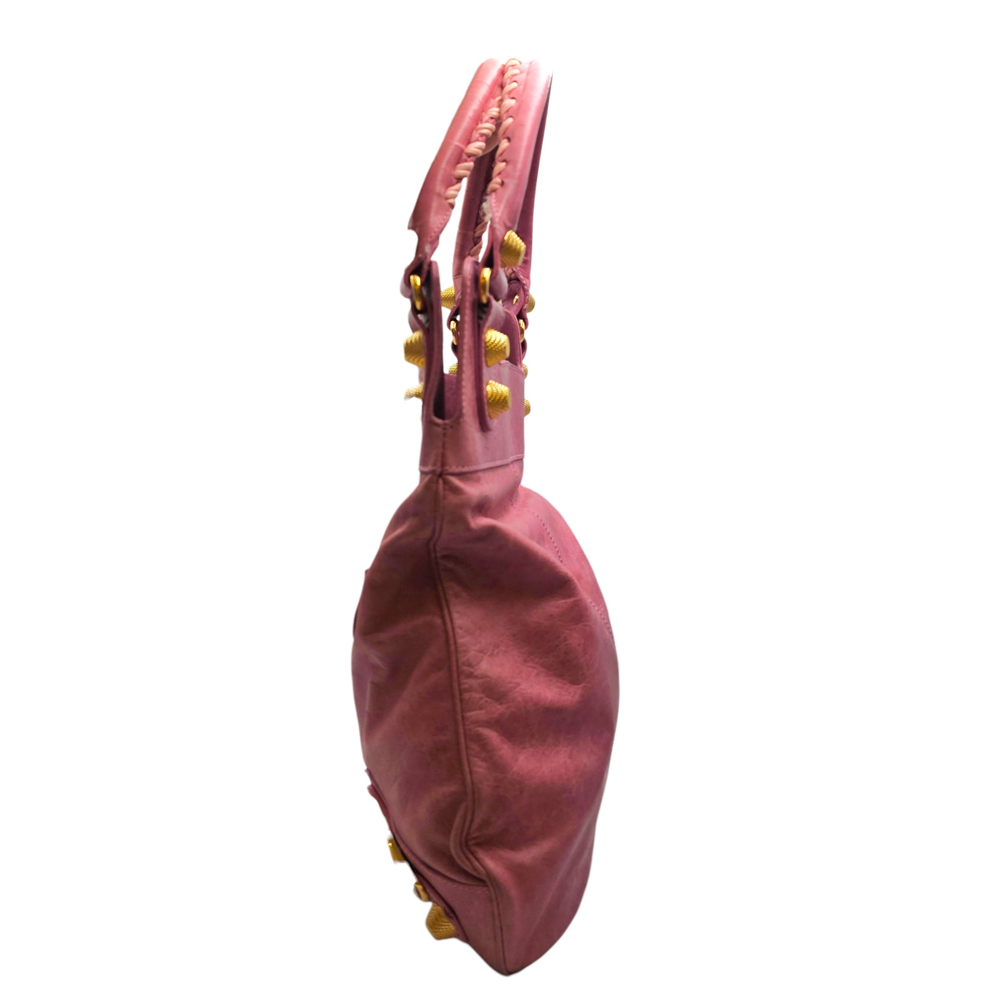 Motorcross 21 Slim Hobo Giant  Pink Shoulder Bag in Distressed Leather Gold hardware CL2512-18020 4