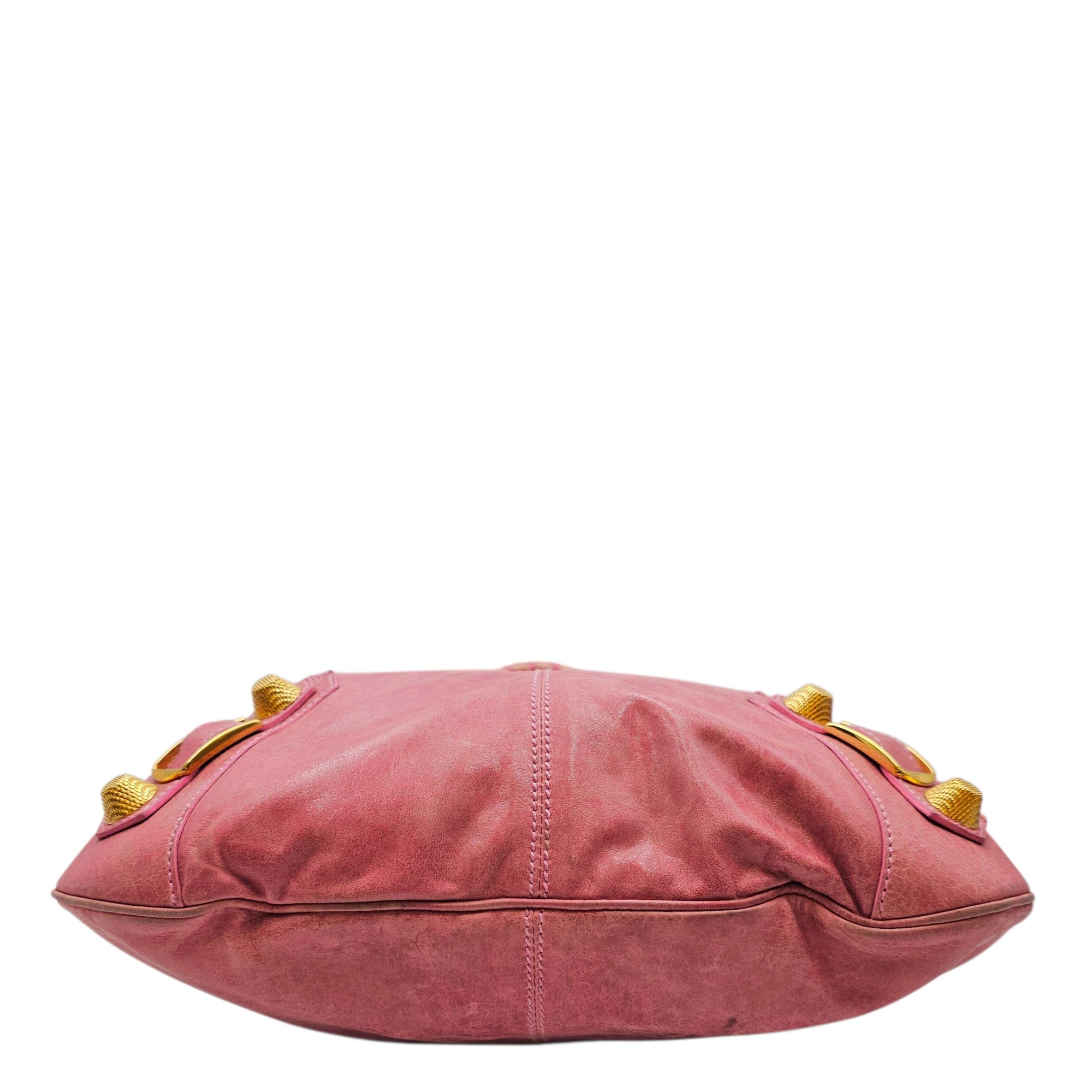 Motorcross 21 Slim Hobo Giant  Pink Shoulder Bag in Distressed Leather Gold hardware CL2512-18020 5