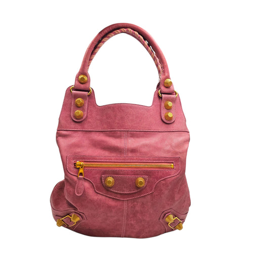 Motorcross 21 Slim Hobo Giant  Pink Shoulder Bag in Distressed Leather Gold hardware CL2512-18020 1