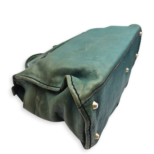 Edith Satchel  Medium Green Top Handle Bag in Calfskin Silver hardware CL2512-18019 8