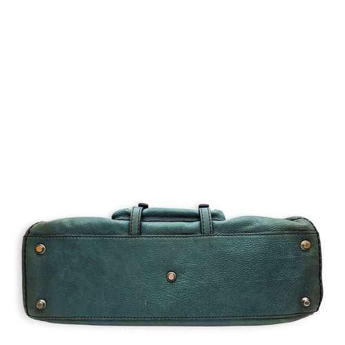 Edith Satchel  Medium Green Top Handle Bag in Calfskin Silver hardware CL2512-18019 5