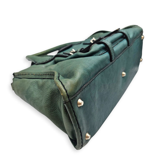 Edith Satchel  Medium Green Top Handle Bag in Calfskin Silver hardware CL2512-18019 6