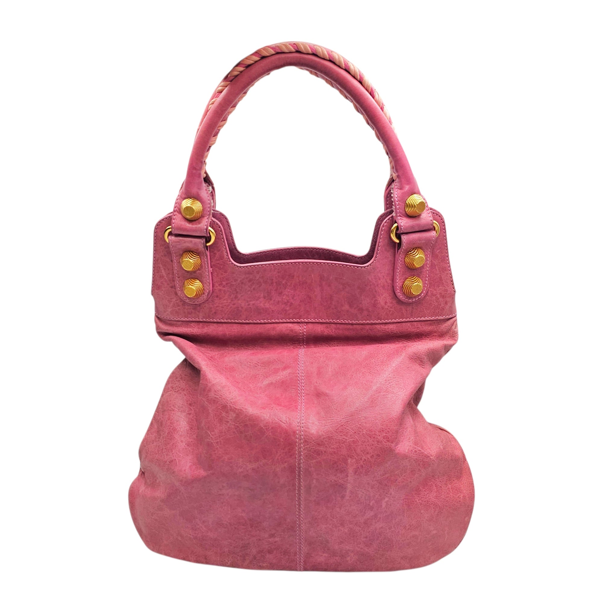 Motorcross 21 Slim Hobo Giant  Pink Shoulder Bag in Distressed Leather Gold hardware CL2512-18020 2