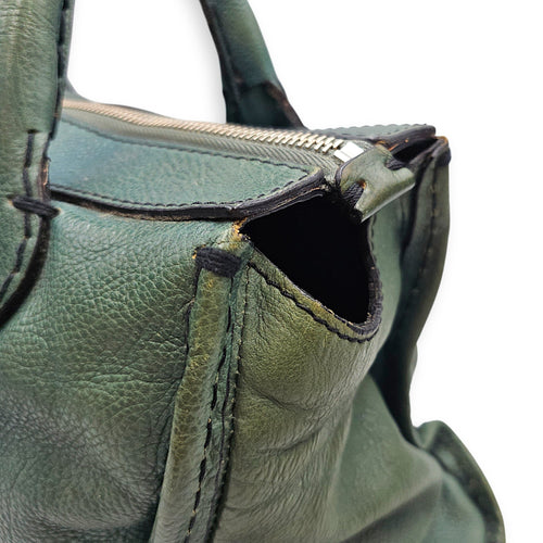 Edith Satchel  Medium Green Top Handle Bag in Calfskin Silver hardware CL2512-18019 13