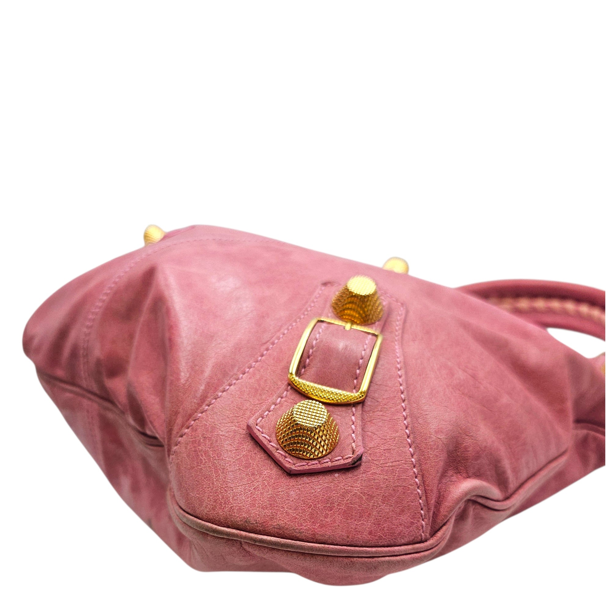 Motorcross 21 Slim Hobo Giant  Pink Shoulder Bag in Distressed Leather Gold hardware CL2512-18020 7