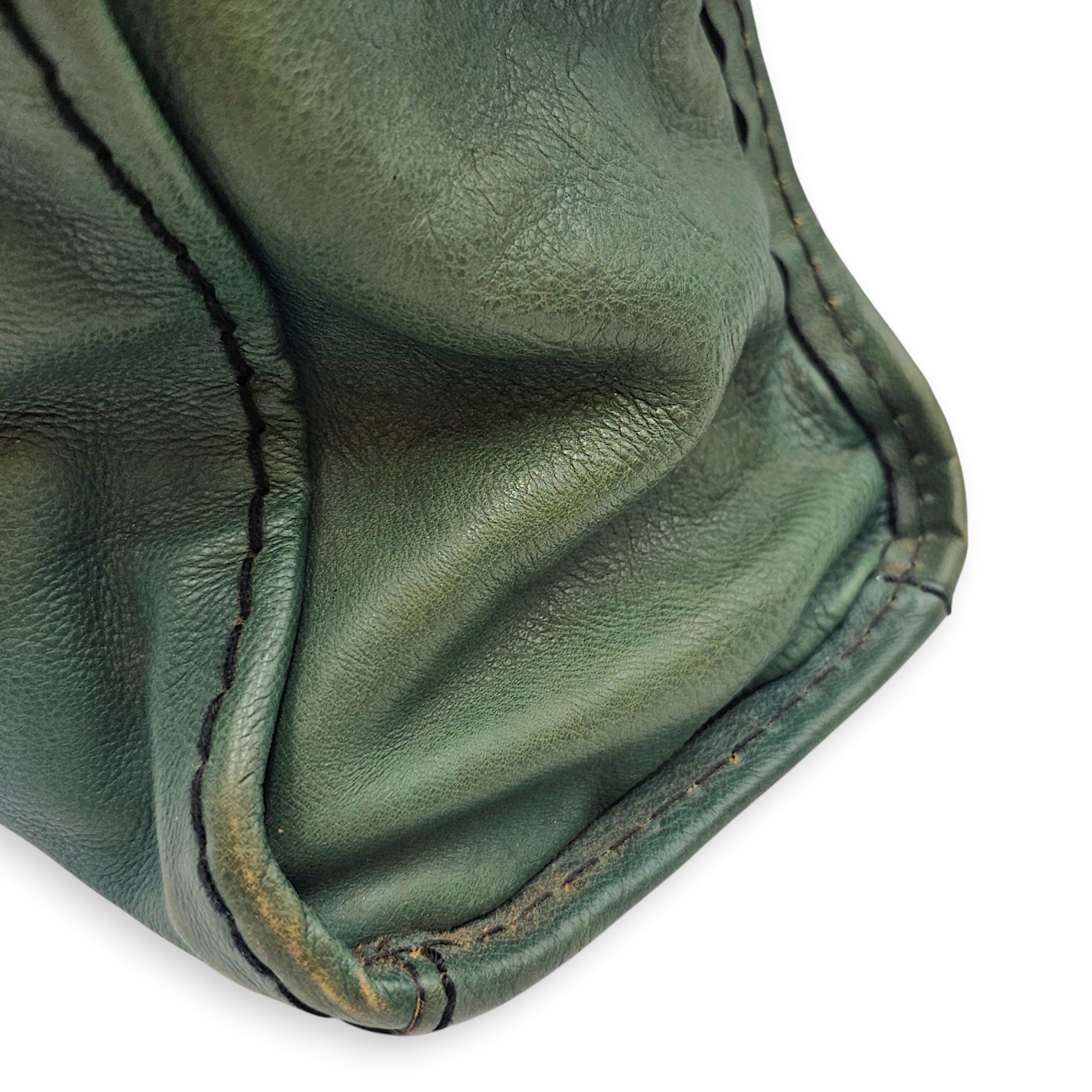 Edith Satchel  Medium Green Top Handle Bag in Calfskin Silver hardware CL2512-18019 12