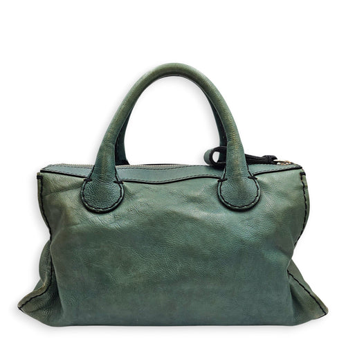 Edith Satchel  Medium Green Top Handle Bag in Calfskin Silver hardware CL2512-18019 2