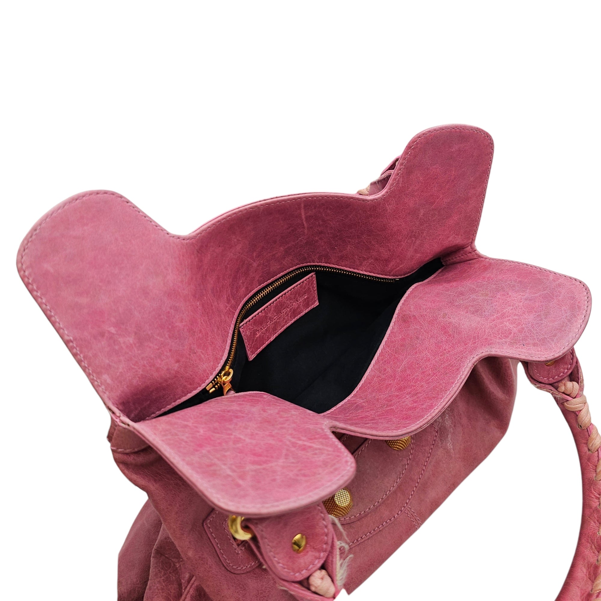 Motorcross 21 Slim Hobo Giant  Pink Shoulder Bag in Distressed Leather Gold hardware CL2512-18020 12