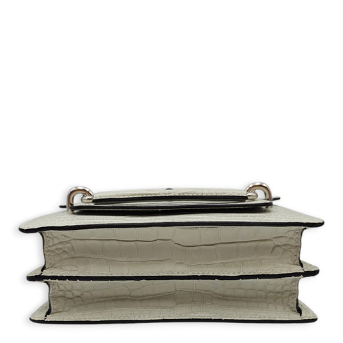 Roulis Mini Gris Neve in Matte Alligator, Palladium hardware