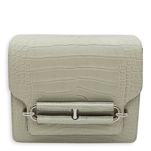 Roulis Mini Gris Neve in Matte Alligator, Palladium hardware