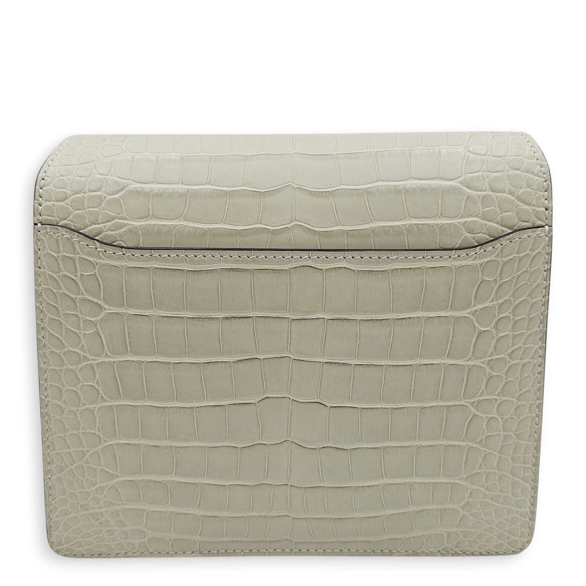 Roulis Mini Gris Neve in Matte Alligator, Palladium hardware