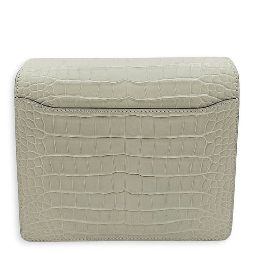 Roulis Mini Gris Neve in Matte Alligator, Palladium hardware