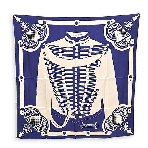 Brandebourgs Tattoo 90 Blue/Blanc Scarf in Silk