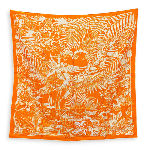 Flamingo Party 90 Orange Scarf in Silk