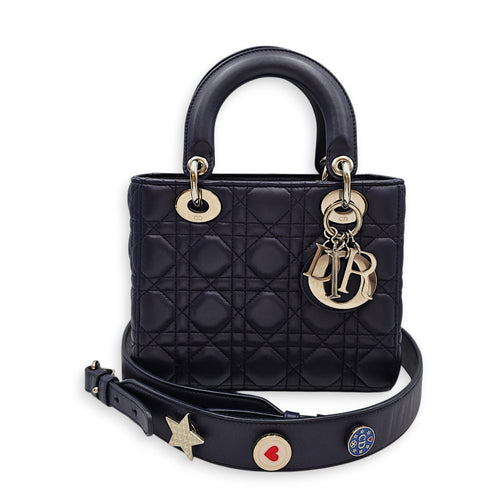 Lady Dior Mini Purple Crossbody Bag in Lambskin, Silver hardware