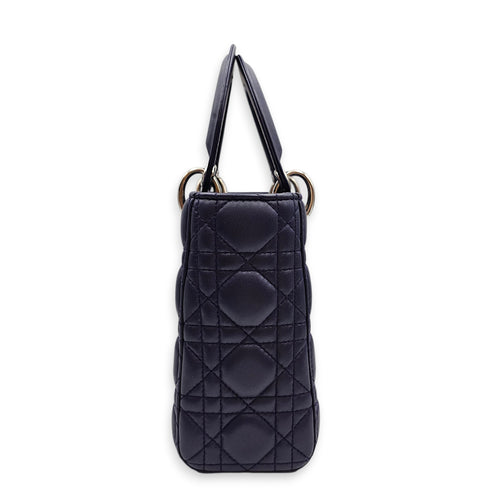 Lady Dior Mini Purple Crossbody Bag in Lambskin, Silver hardware