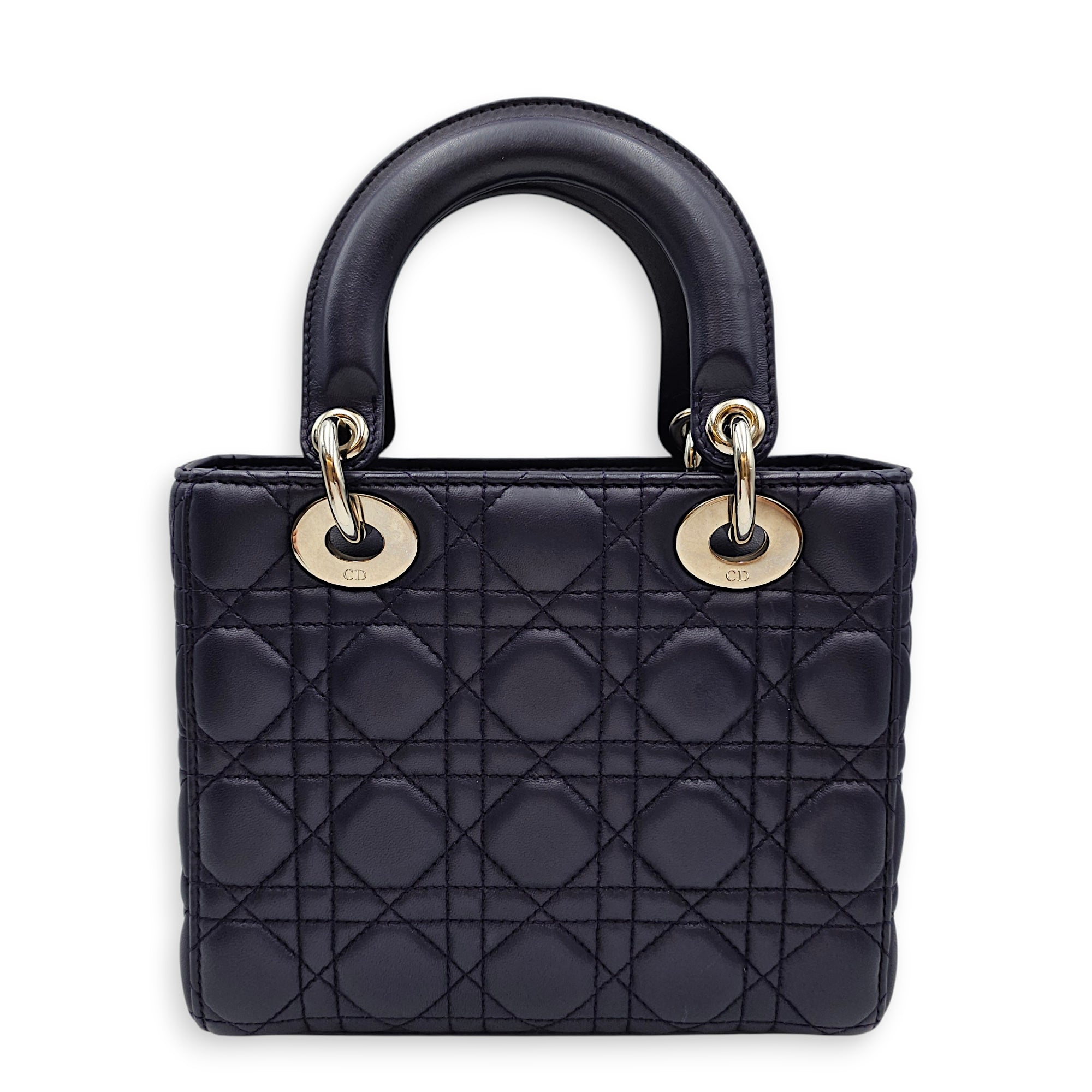 Lady Dior Mini Purple Crossbody Bag in Lambskin, Silver hardware