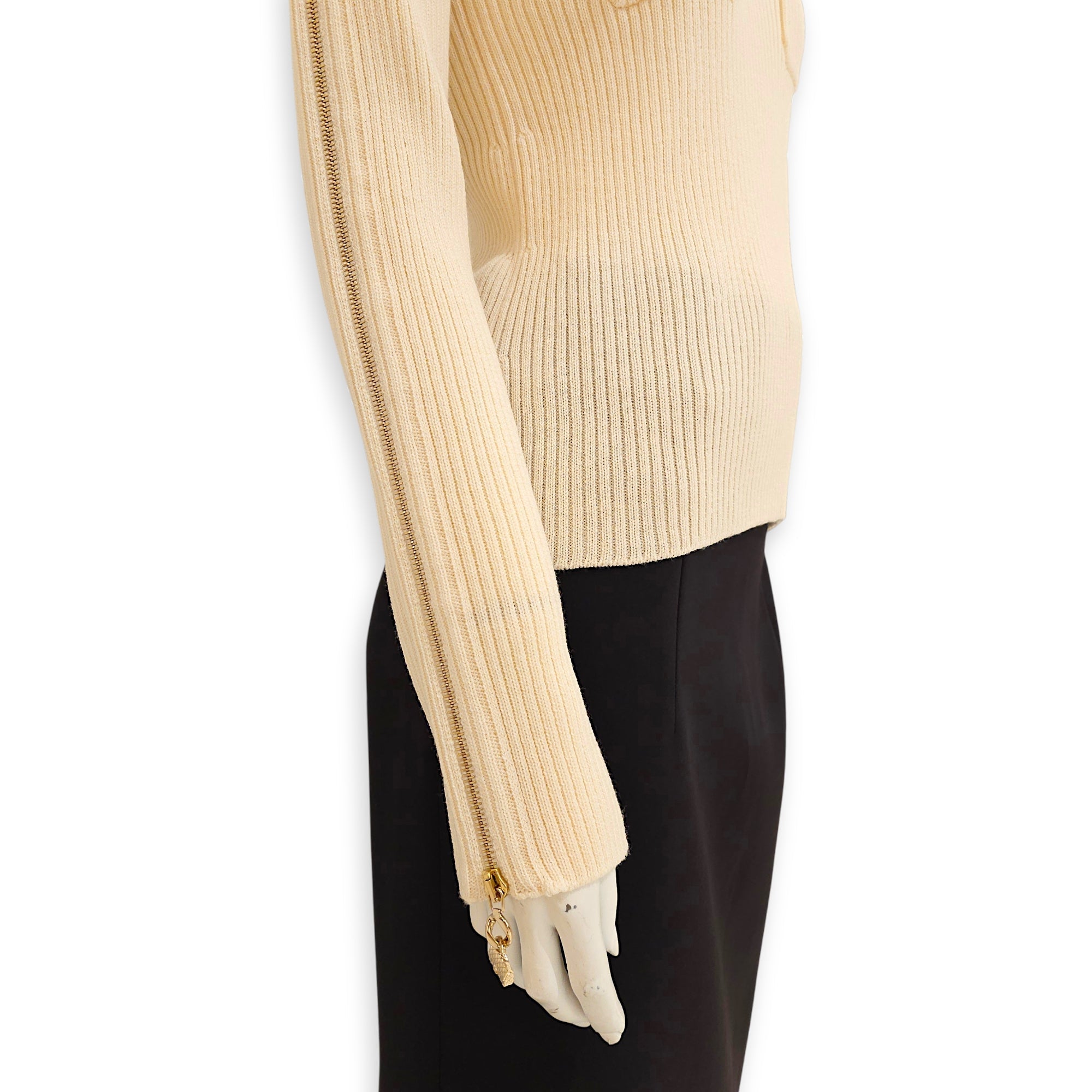 Pullover with Bag Charm Zip Pullover  36 Beige Ready-To-Wear CL2512-18174 2