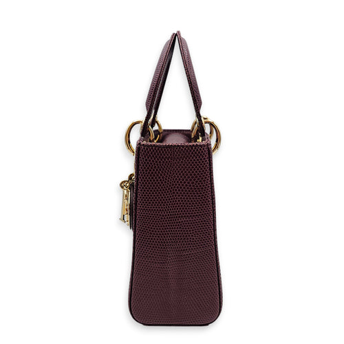 Lady Dior Small Red Crossbody Bag in Lizard Varanus Salvator, Gold hardware